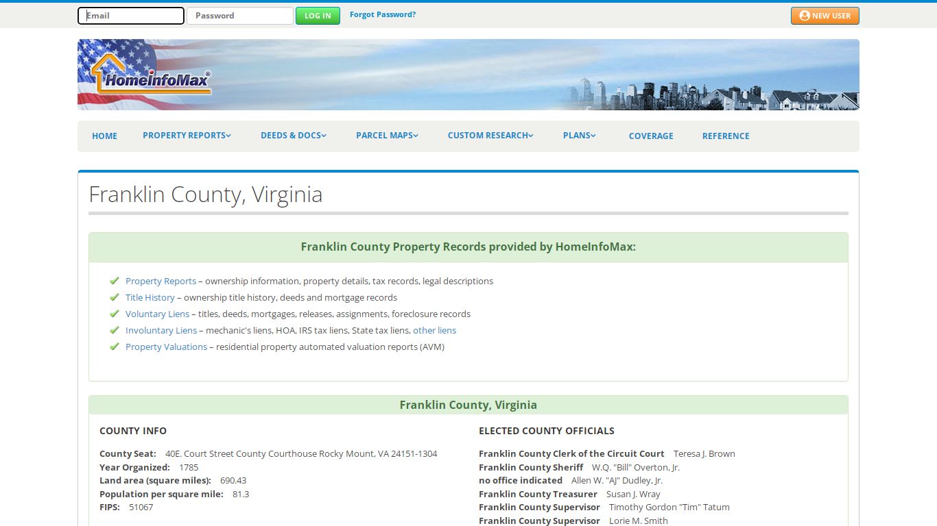 Franklin County, Virginia Property Records & Public ...