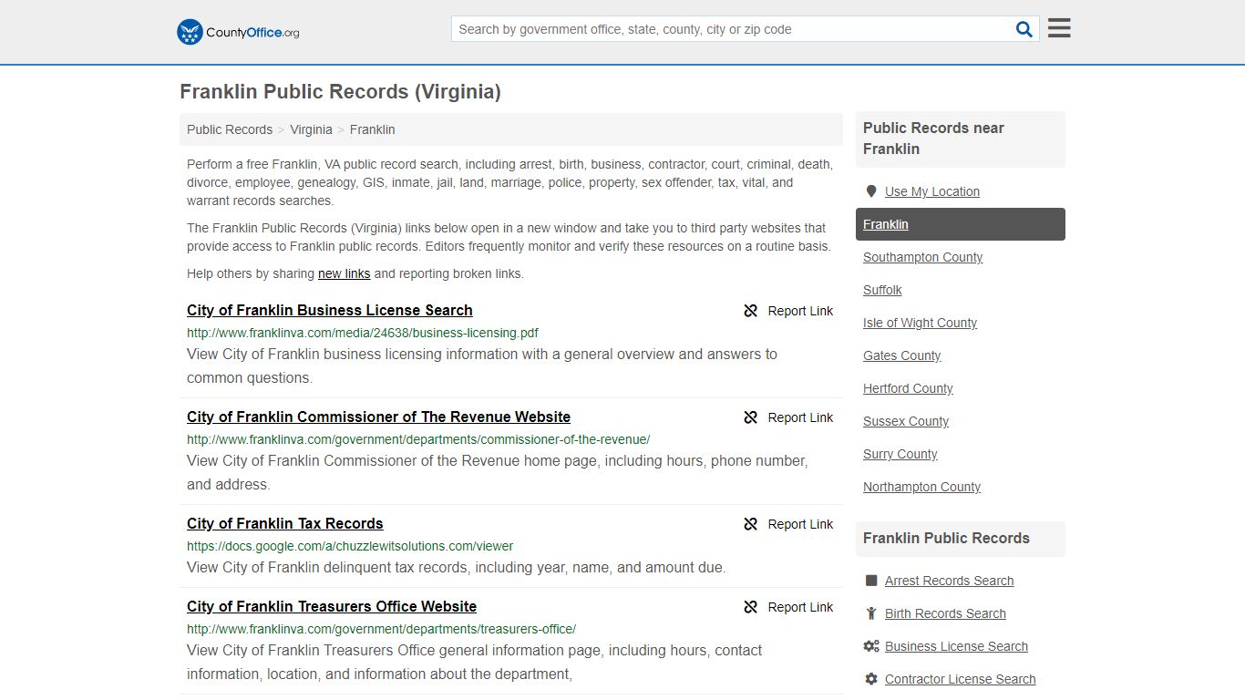 Public Records - Franklin, VA (Business, Criminal, GIS ...